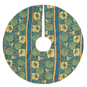 Jugendstil Kapuzinerkresse Blau Gold floral Verneu Polyester Weihnachtsbaumdecke