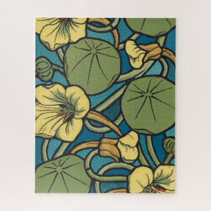 Jugendstil Kapuzinerkresse Blau Gold floral Verneu Puzzle