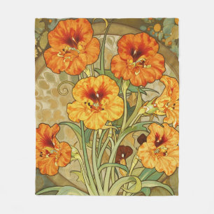 Jugendstil-Kapuzinerkresse-Blumenmuster Fleecedecke