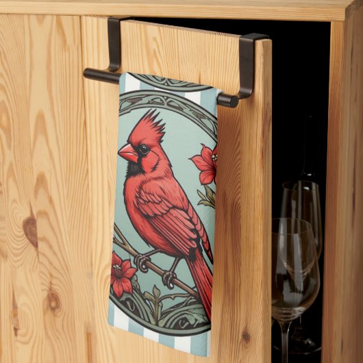 Jugendstil-Kardinal Geschirrtuch (Drittel gefaltet)