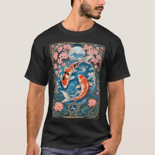 Jugendstil-Karpfen Japanische Kirschblüte T-Shirt