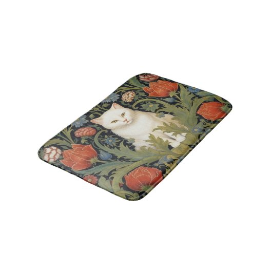 Jugendstil-Katze im Garten Badematte (Schrägansicht)
