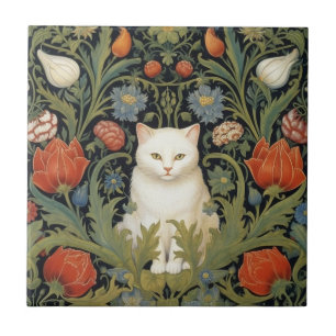 Jugendstil-Katze im Garten Fliese
