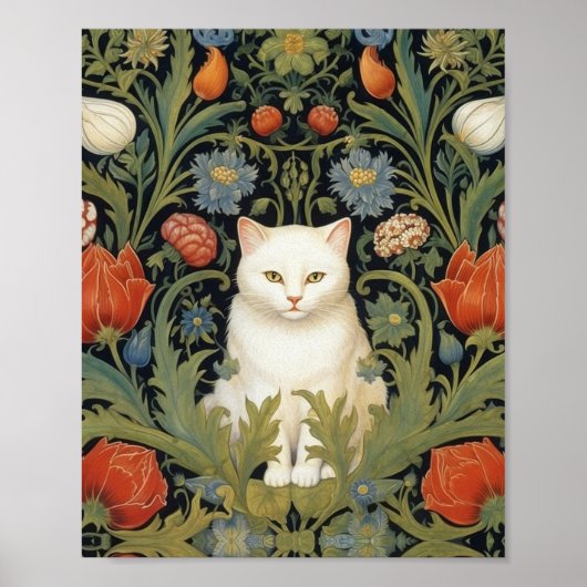 Jugendstil-Katze im Garten Poster (Vorne)