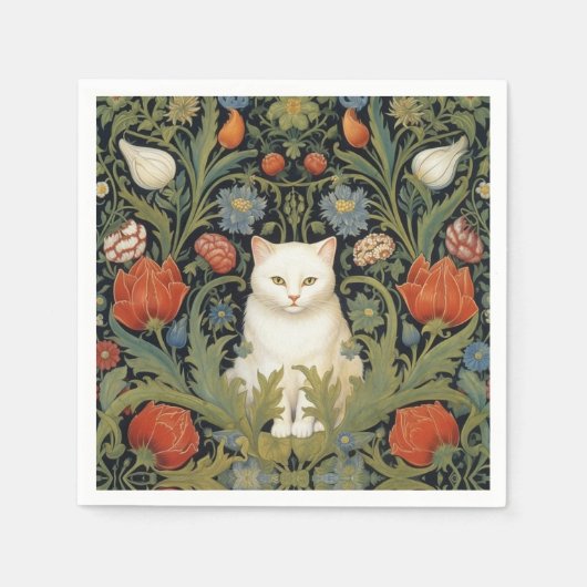 Jugendstil-Katze im Garten Serviette (Vorderseite)