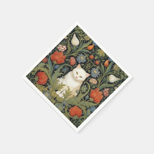 Jugendstil-Katze im Garten Serviette (Ecke)