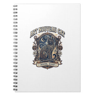 Jugendstil-Katze Katze Jugendstil Vintage-Vektor-K Notizblock