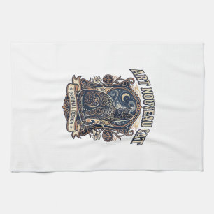 Jugendstil-Katze Katze Jugendstil Vintage-Vektorku Geschirrtuch