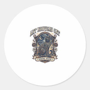 Jugendstil-Katze Katze Jugendstil Vintage-Vektorku Runder Aufkleber
