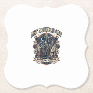 Jugendstil-Katze Katze Jugendstil Vintage-Vektorku Untersetzer