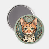 Jugendstil-Katze mit Flecken Magnet (Vorderseite/Rückseite)