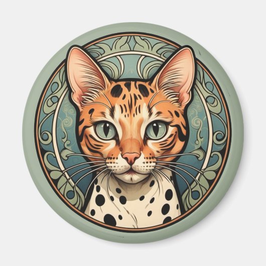 Jugendstil-Katze mit Flecken Magnet (Vorne)