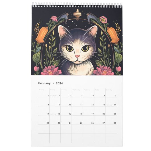 Jugendstil-Katzen I Kalender (Feb 2026)