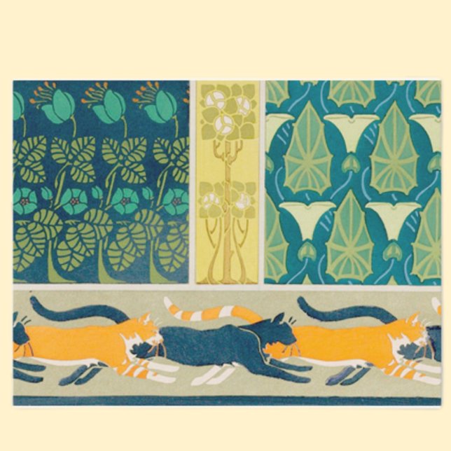 Jugendstil-Katzen und Blume (Von Creator hochgeladen)
