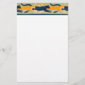 Jugendstil-Katzen und Blume Briefpapier (Vorderseite)