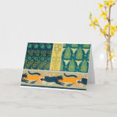 Jugendstil-Katzen und Blume Karte (Gelbe Blume)