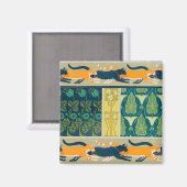Jugendstil-Katzen und Blume Magnet (Vorderseite/Rückseite)