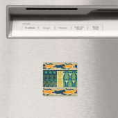 Jugendstil-Katzen und Blume Magnet (In Situ (Geschirrspüler))