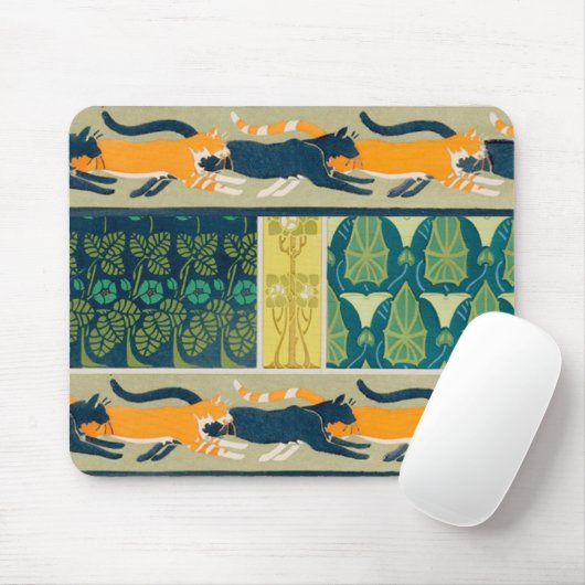 Jugendstil-Katzen und Blume Mousepad (Mit Mouse)