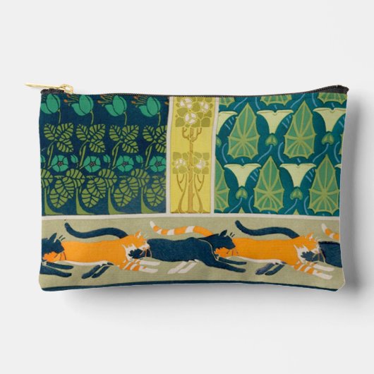 Jugendstil-Katzen und Blume Zubehörtasche (Vorderseite)