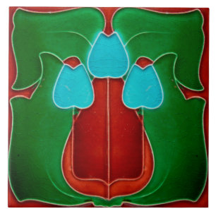 Jugendstil-Keramik Feuerstelle Wand Tile Fliese