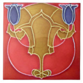 Jugendstil-Keramik Feuerstelle Wand Tile Fliese (Vorderseite)