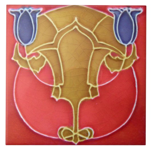 Jugendstil-Keramik Feuerstelle Wand Tile Fliese (Vorderseite)