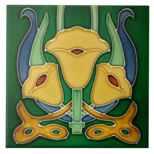 Jugendstil Keramik Mauer, Tile Fliese (Vorderseite)