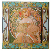Jugendstil-Keramik Tile Alphose mucha Design 01 Fliese (Vorderseite)
