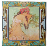 Jugendstil-Keramik Tile Alphose mucha Design 03 Fliese (Vorderseite)