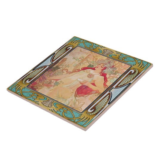 Jugendstil-Keramik Tile Alphose mucha Design 05 Fliese (Seite)