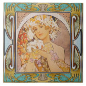 Jugendstil-Keramik Tile Alphose mucha Design 11 Fliese (Vorderseite)