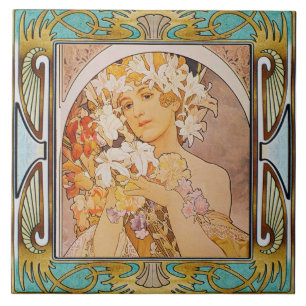 Jugendstil-Keramik Tile Alphose mucha Design 11 Fliese