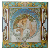 Jugendstil-Keramik Tile Alphose mucha Design 12 Fliese (Vorderseite)