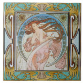 Jugendstil-Keramik Tile Alphose mucha Design 13 Fliese (Vorderseite)