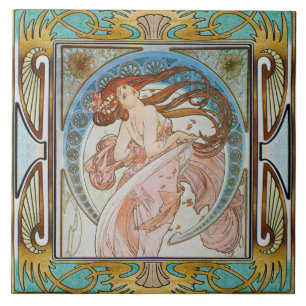 Jugendstil-Keramik Tile Alphose mucha Design 13 Fliese