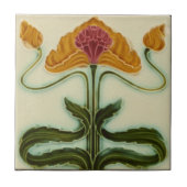 Jugendstil-Keramik Tile - Blume Fliese (Vorderseite)