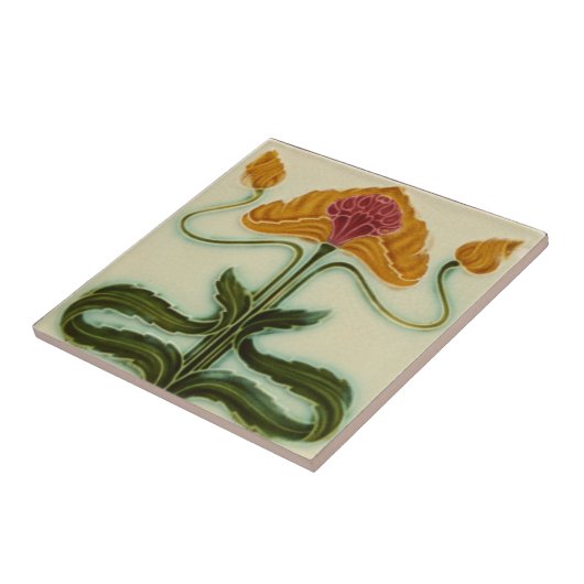Jugendstil-Keramik Tile - Blume Fliese (Seite)