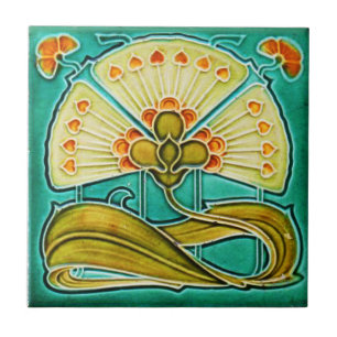 Jugendstil Keramik Tile. Bluthochdruck Fliese