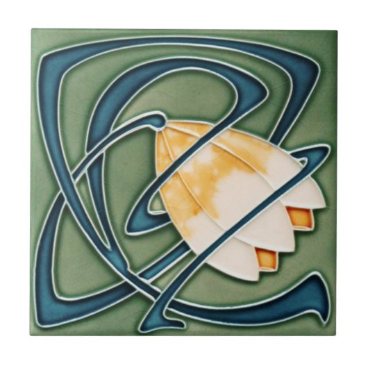 Jugendstil Keramik Tile.Flora Fliese (Vorderseite)
