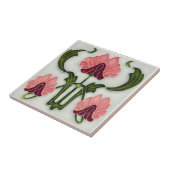 Jugendstil Keramik Tile. Rosa/Grün Fliese (Seite)