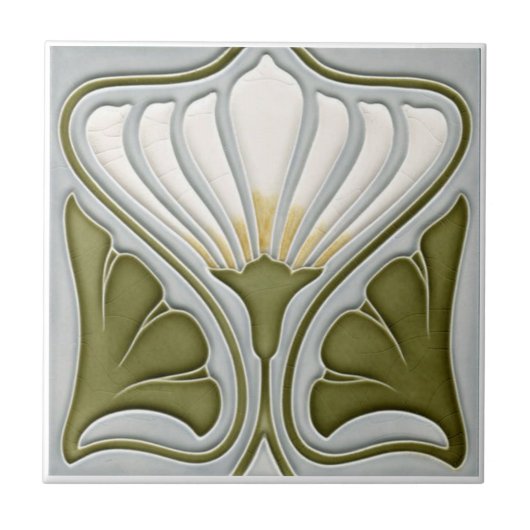 Jugendstil-Keramik Wand Tile Light White BG Fliese (Vorderseite)