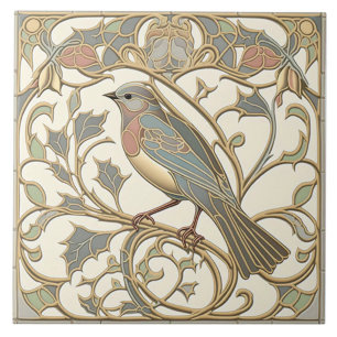 Jugendstil-Keramikfliese mit Mosaik-Vogel-Design Fliese