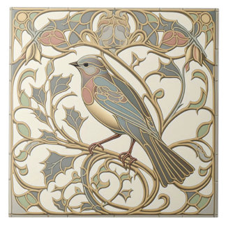 Jugendstil-Keramikfliese mit Mosaik-Vogel-Design Fliese