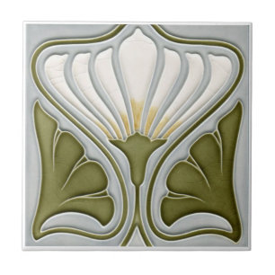 Jugendstil Keramikwandfliese Lichtweiß BG Fliese