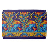 Jugendstil-Koi-Fisch- und Blumenfriesmuster Badematte (Vorderseite)