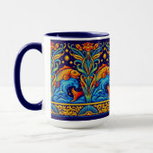 Jugendstil-Koi-Fisch- und Blumenfriesmuster Tasse (Links)