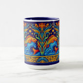 Jugendstil-Koi-Fisch- und Blumenfriesmuster Tasse (Zentrum)