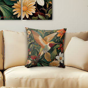 Jugendstil-Kolibri im Flug Kissen