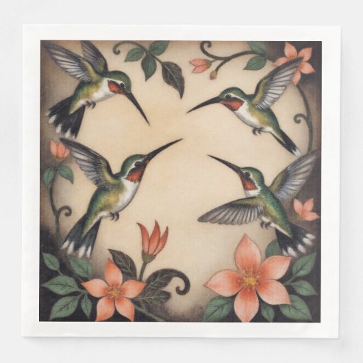 Jugendstil-Kolibri Serviette (Vorderseite)